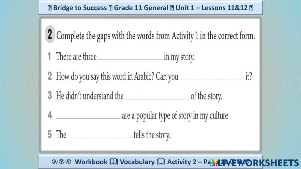 11G English - Unit 1 Lessons 11-12 Fables Workbook
