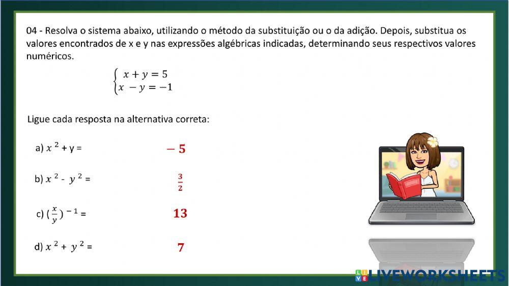Sistema de equações do 1° grau