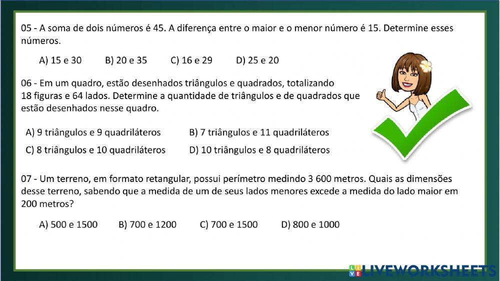 Sistema de equações do 1° grau