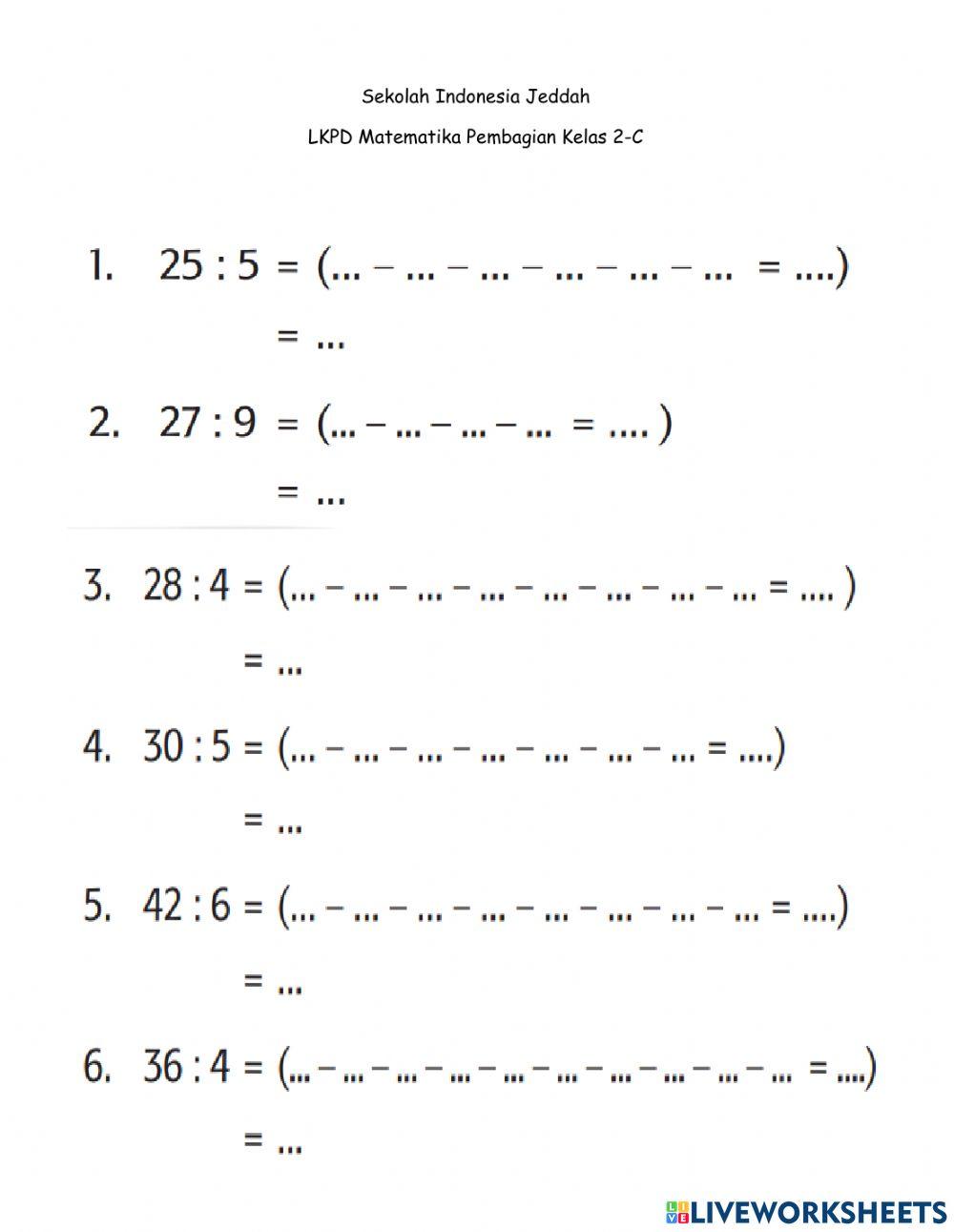 Pembagian dengan Pengurangan Berulang