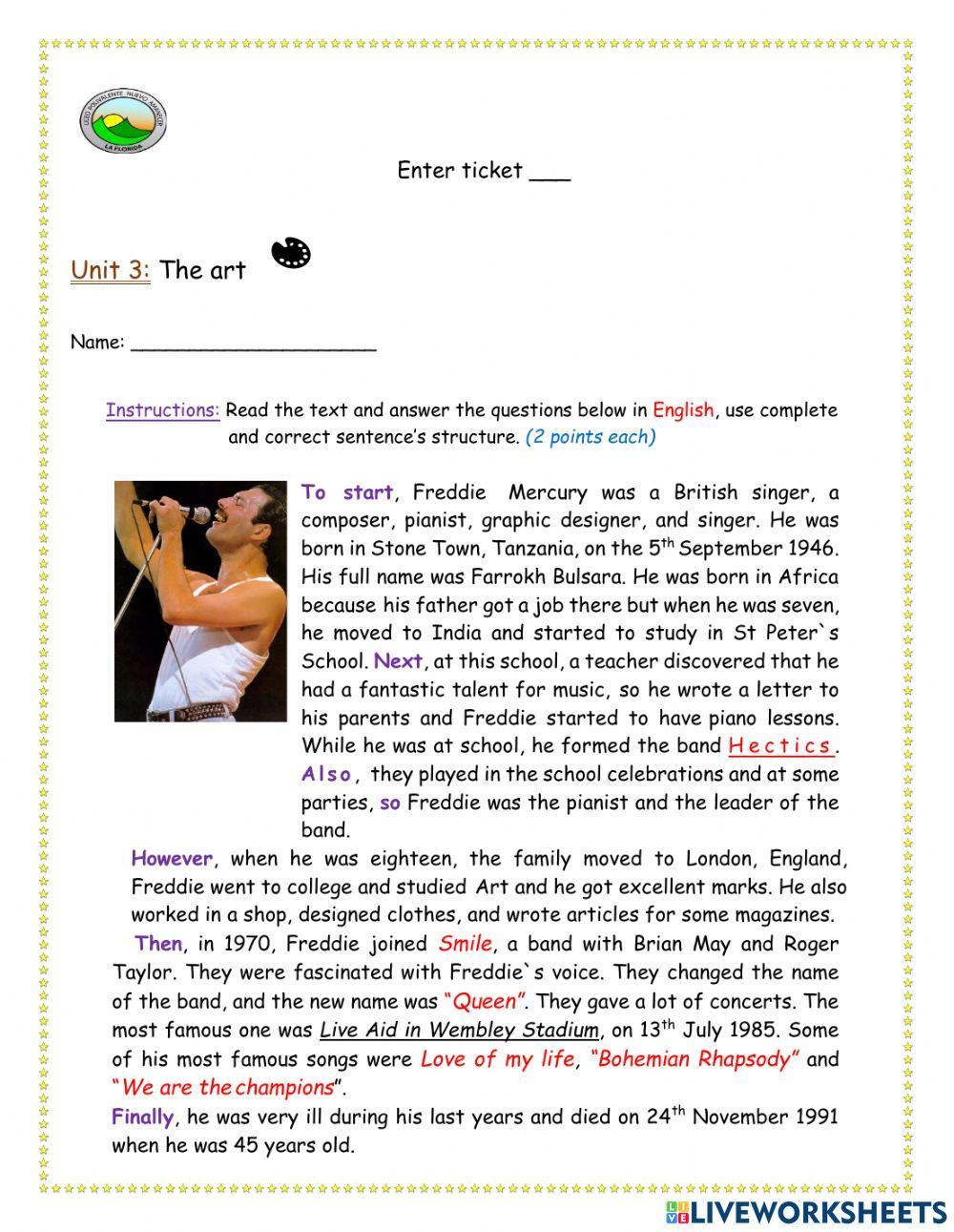 Reading comprehensiion biography worksheet Live Worksheets Reading comprehensiion biography worksheet Live Worksheets