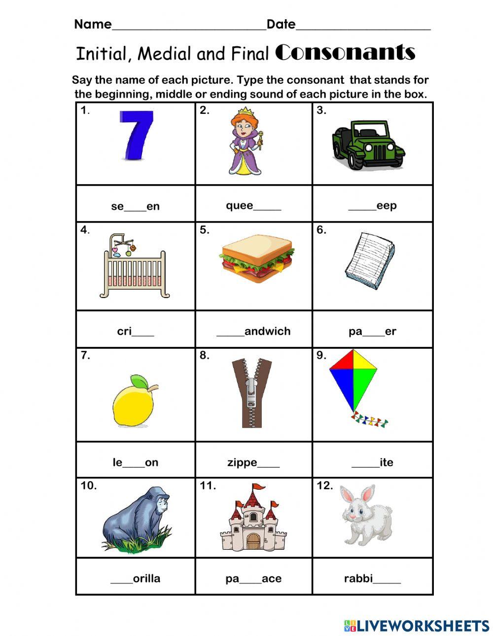 Initial Medial & Final Consonants