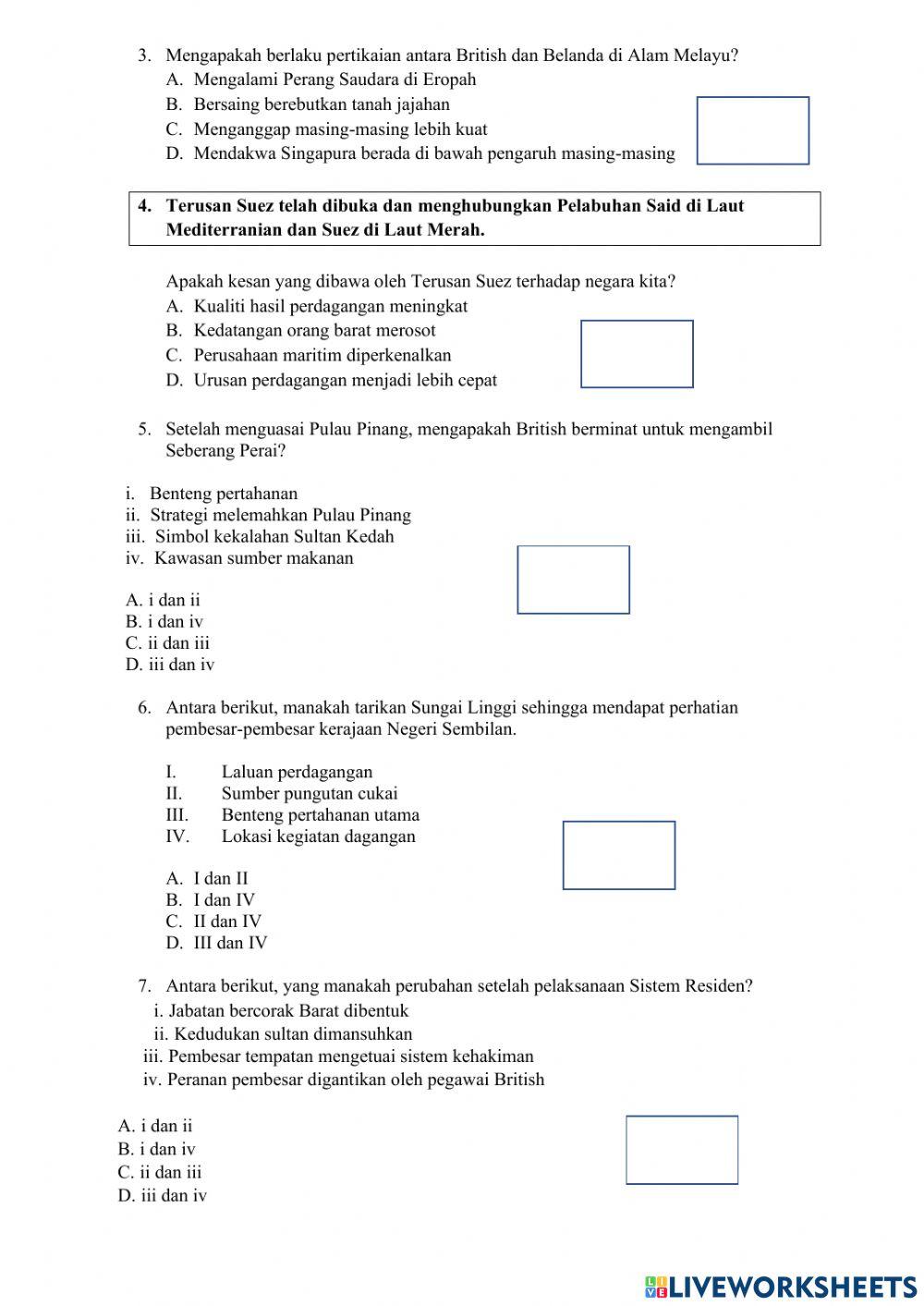 UJIAN PENGESANAN PdPR SEJARAH TINGKATAN 3 2021