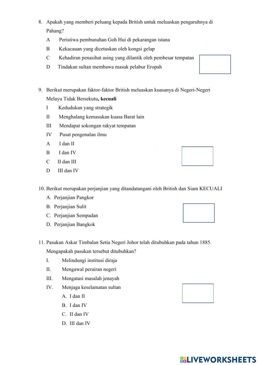 UJIAN PENGESANAN PdPR SEJARAH TINGKATAN 3 2021