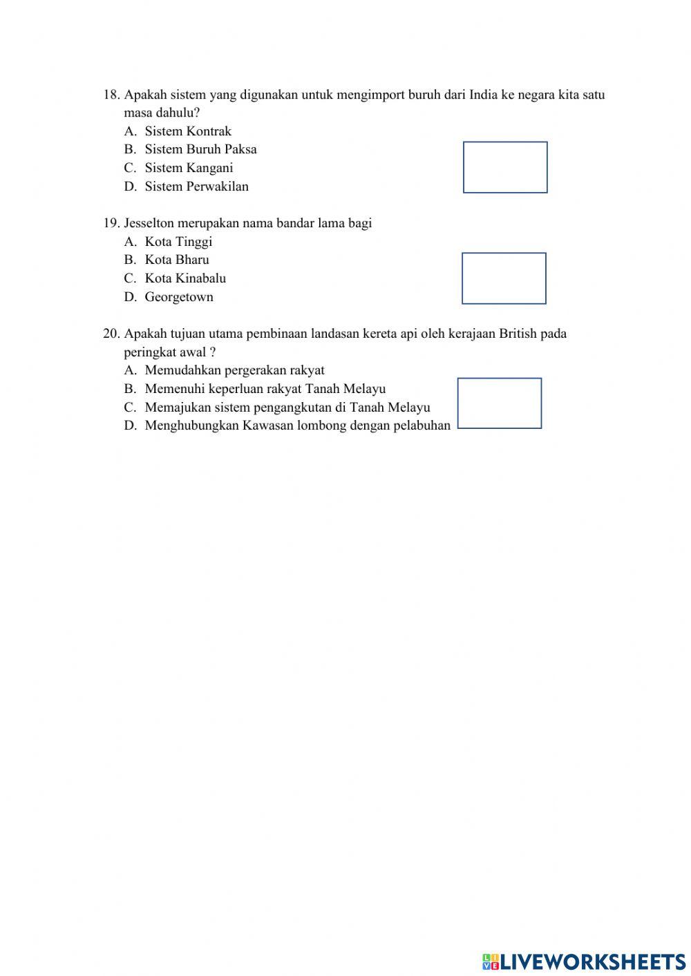 UJIAN PENGESANAN PdPR SEJARAH TINGKATAN 3 2021
