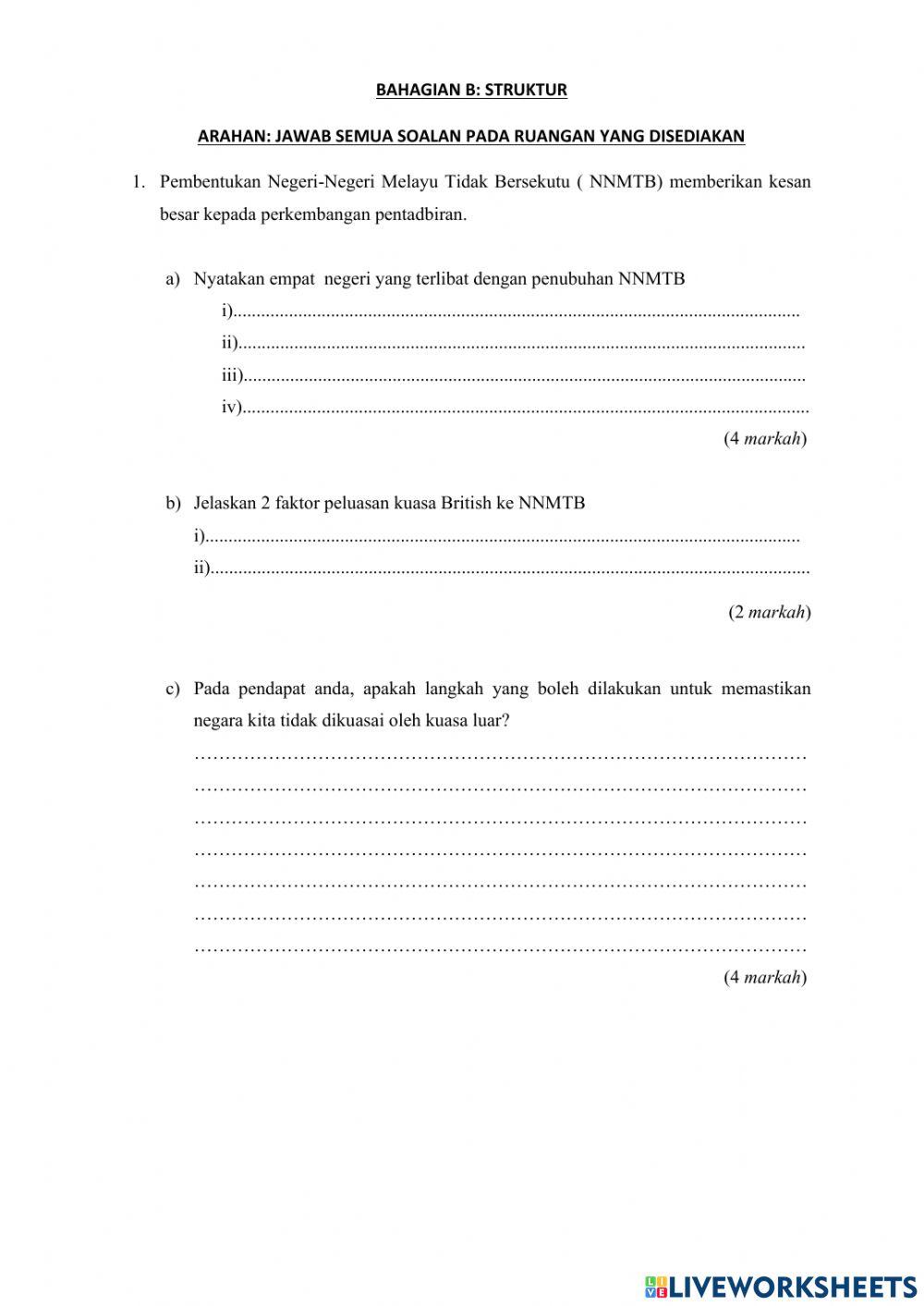 UJIAN PENGESANAN PdPR SEJARAH TINGKATAN 3 2021