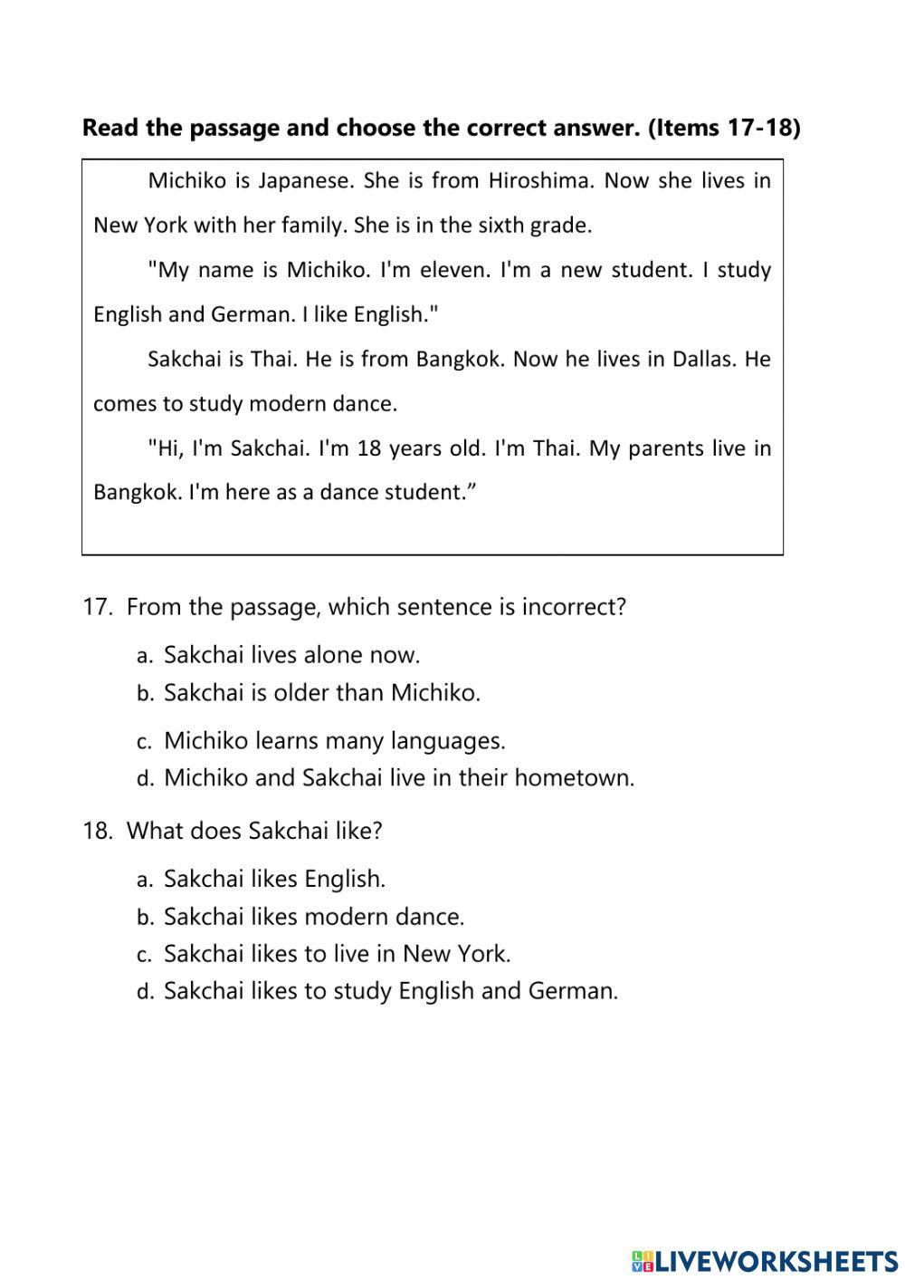 Final Examination Part 1 M.1-6