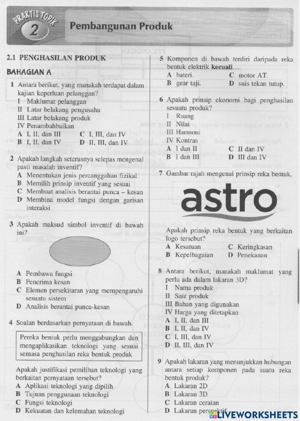 Pembangunan Produk (soalan objektif)