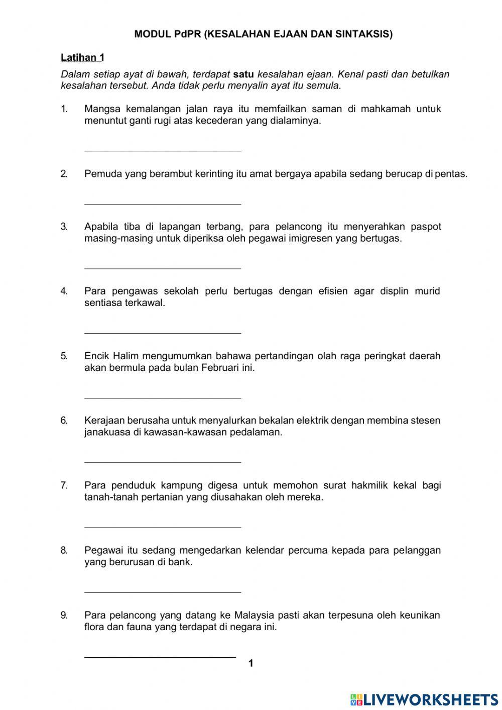 Latihan tatabahasa kesalahan ejaan pt3