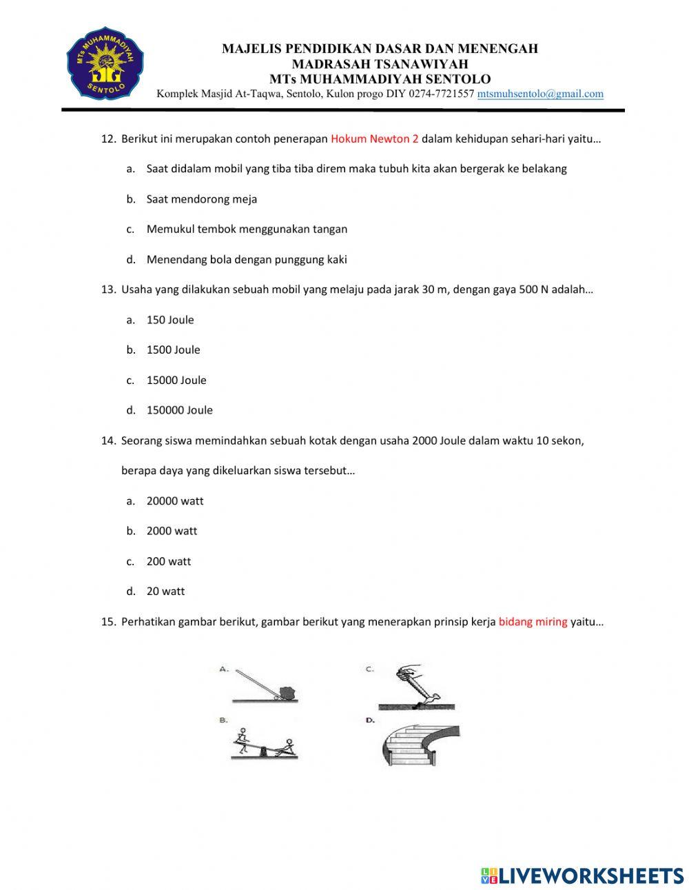 Penilaian Tengah Semester IPA Kelas 8