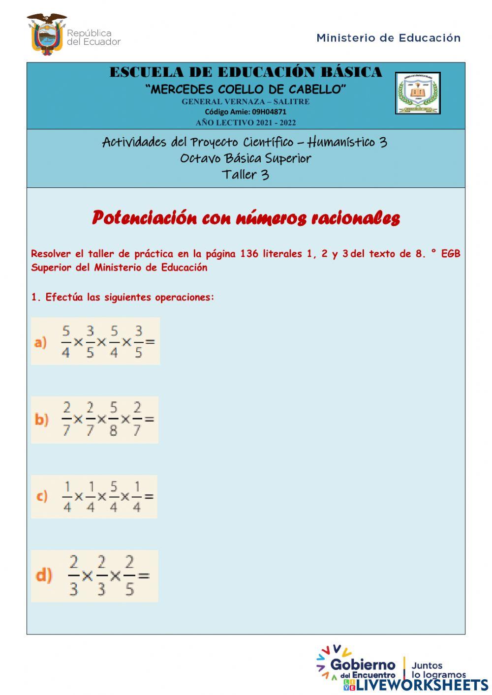 Potenciación con números racionales