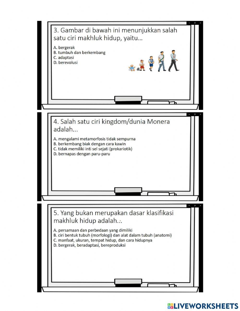 Latihan Soal Klasifikasi Makhluk Hidup