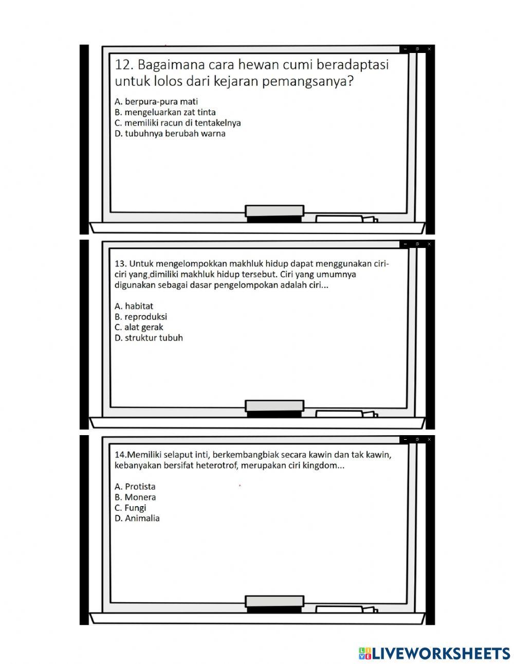 Latihan Soal Klasifikasi Makhluk Hidup