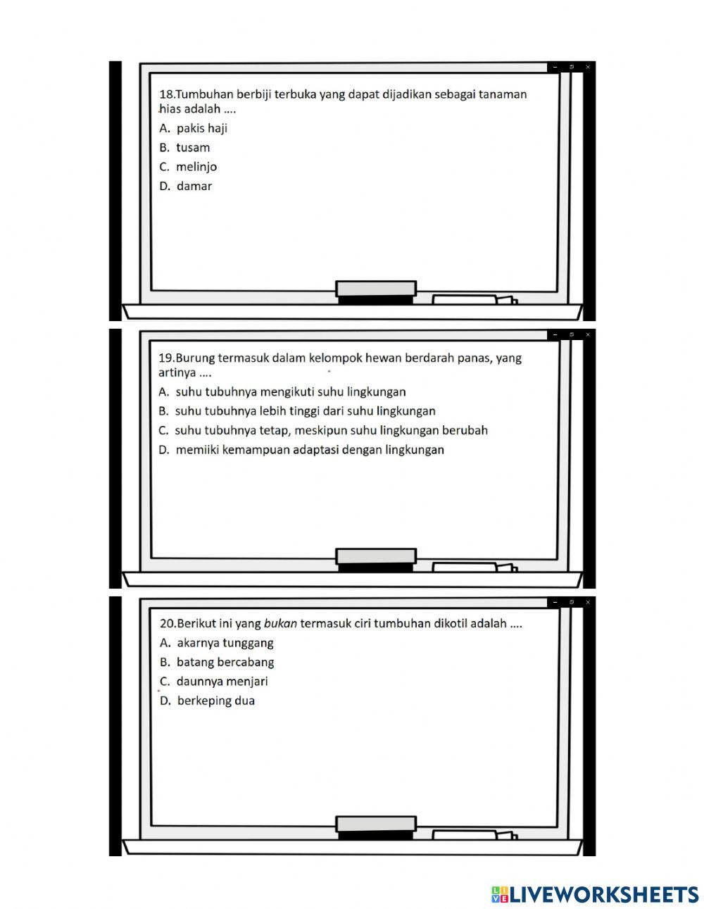 Latihan Soal Klasifikasi Makhluk Hidup