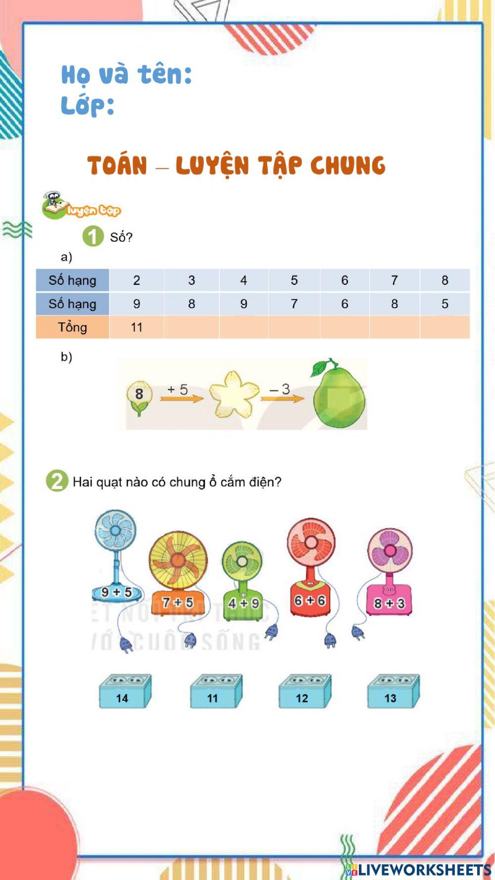 Toán Luyện tập chung trang 38 - 39