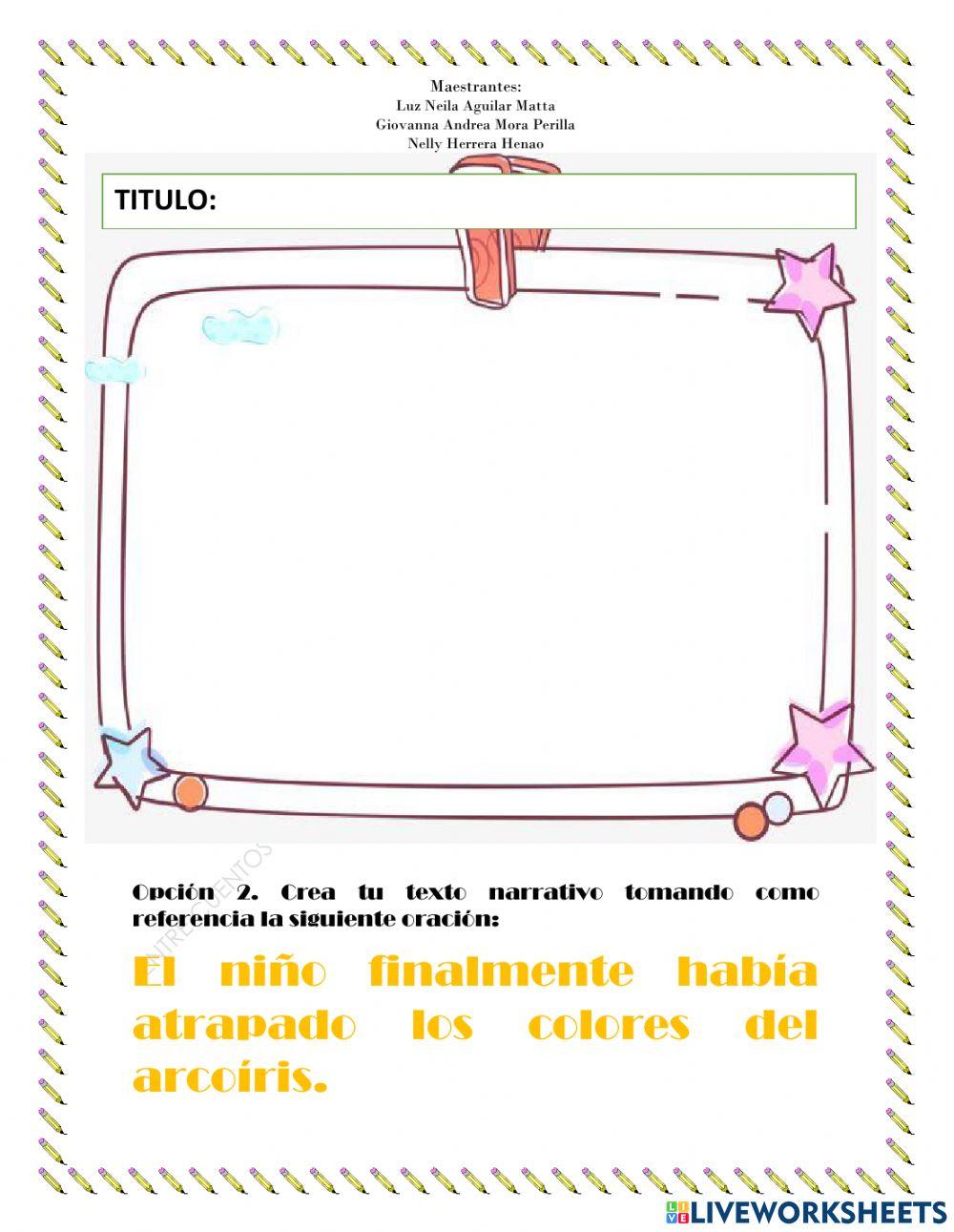 Ficha interactiva creando textos narrativos