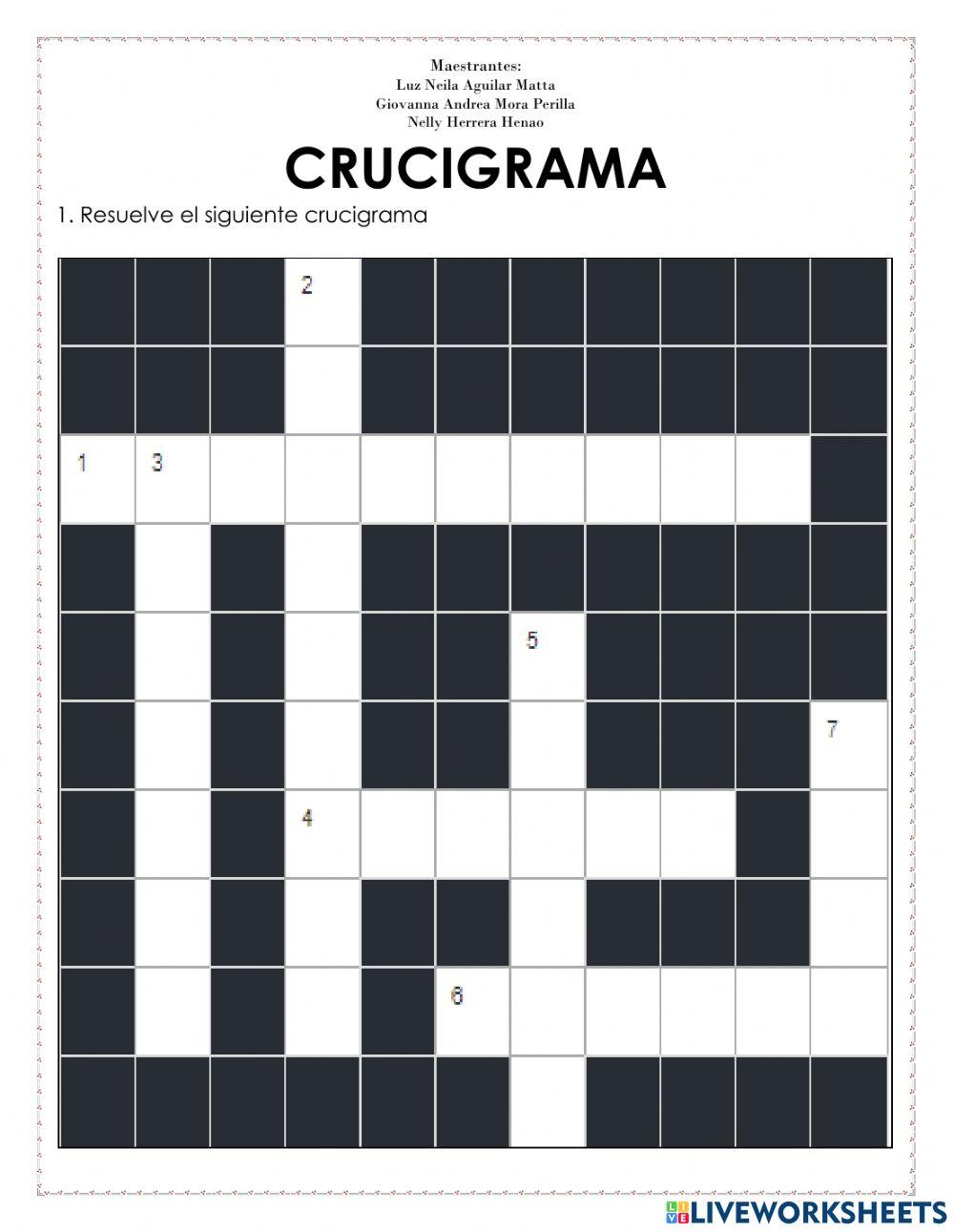 Crucigrama  partes y elementos del cuento