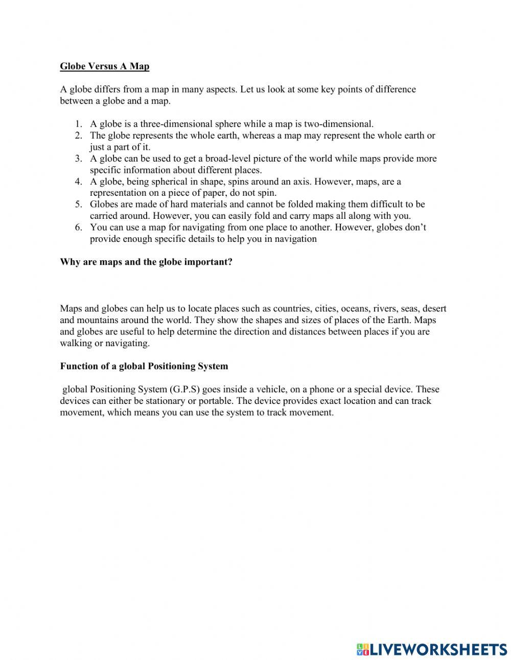 Maps and Globes notes