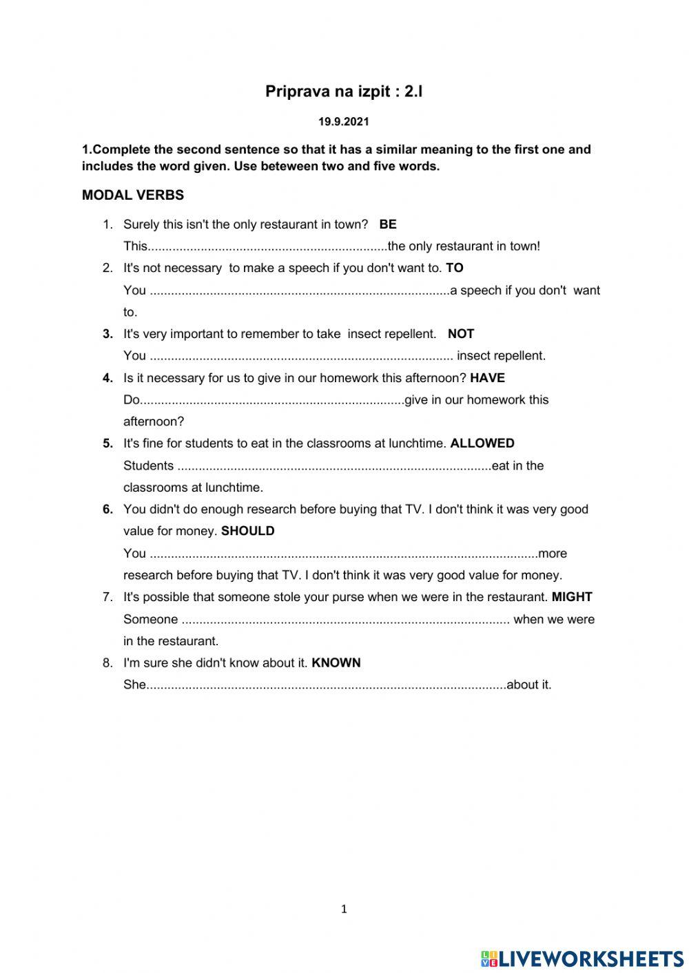 Revision:modal verbs, conditionals...