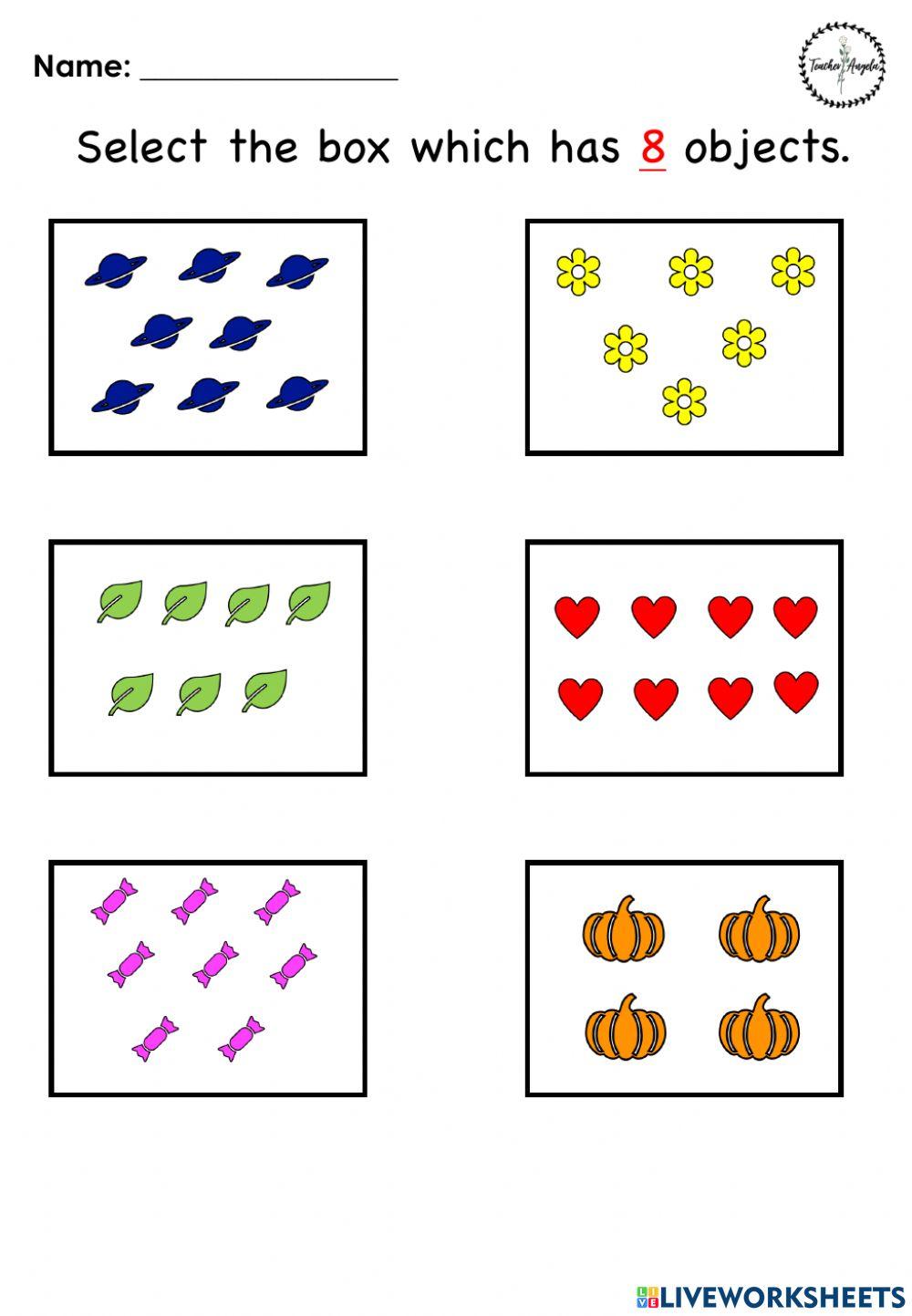 Counting objects - 8 worksheet | Live Worksheets