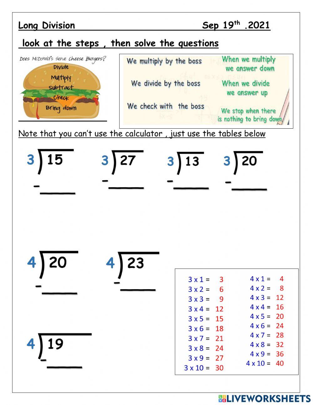 Long division differentiation