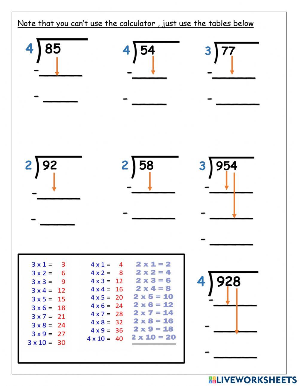 Long division differentiation
