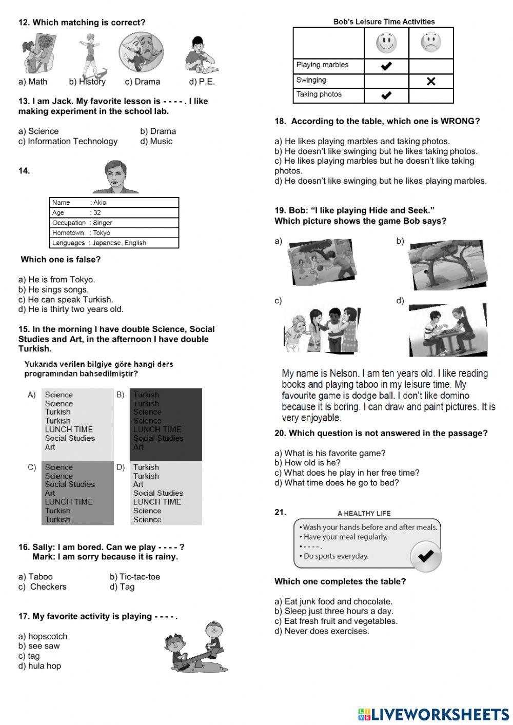 6th Grade- Placement test-2