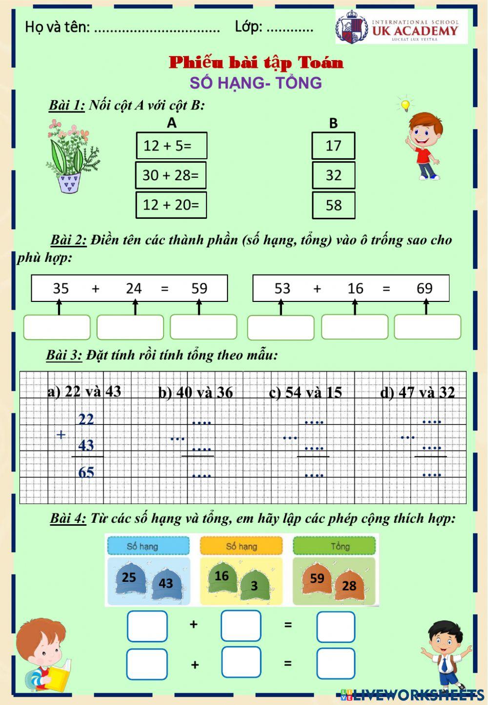 Khối 2: Số Hang - Tổng