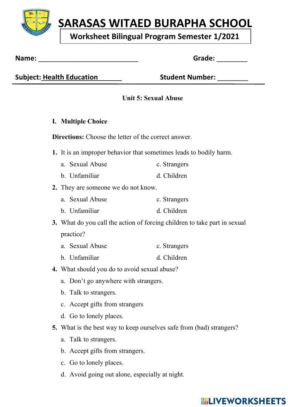 Health Education - Sexual Abuse