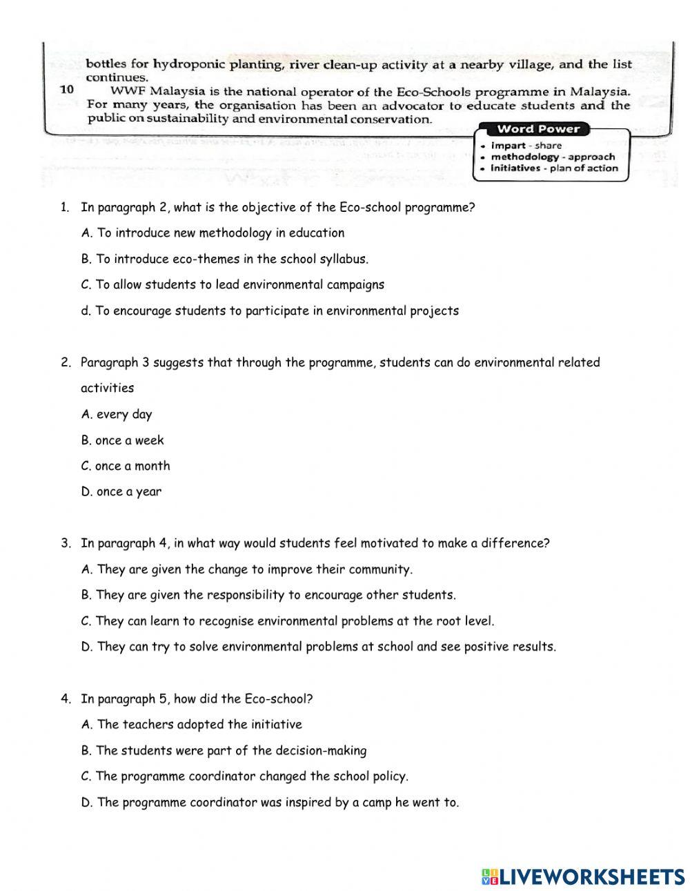 Form 4 Reading Longer Text