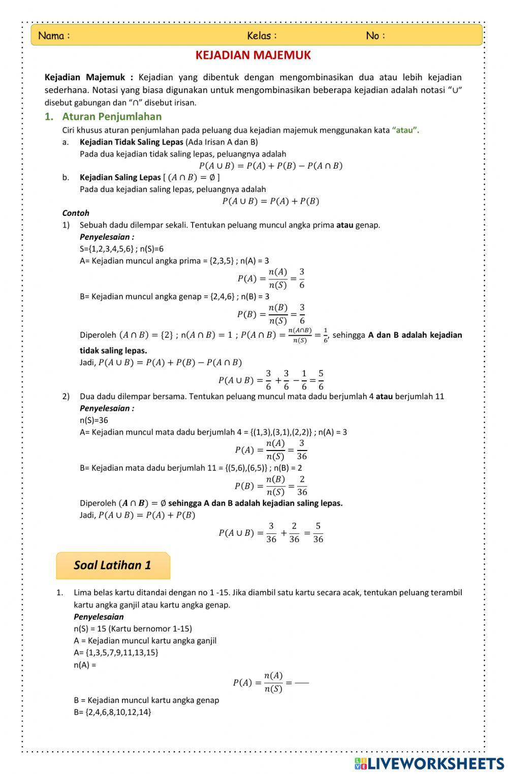 Peluang Kejadian Majemuk