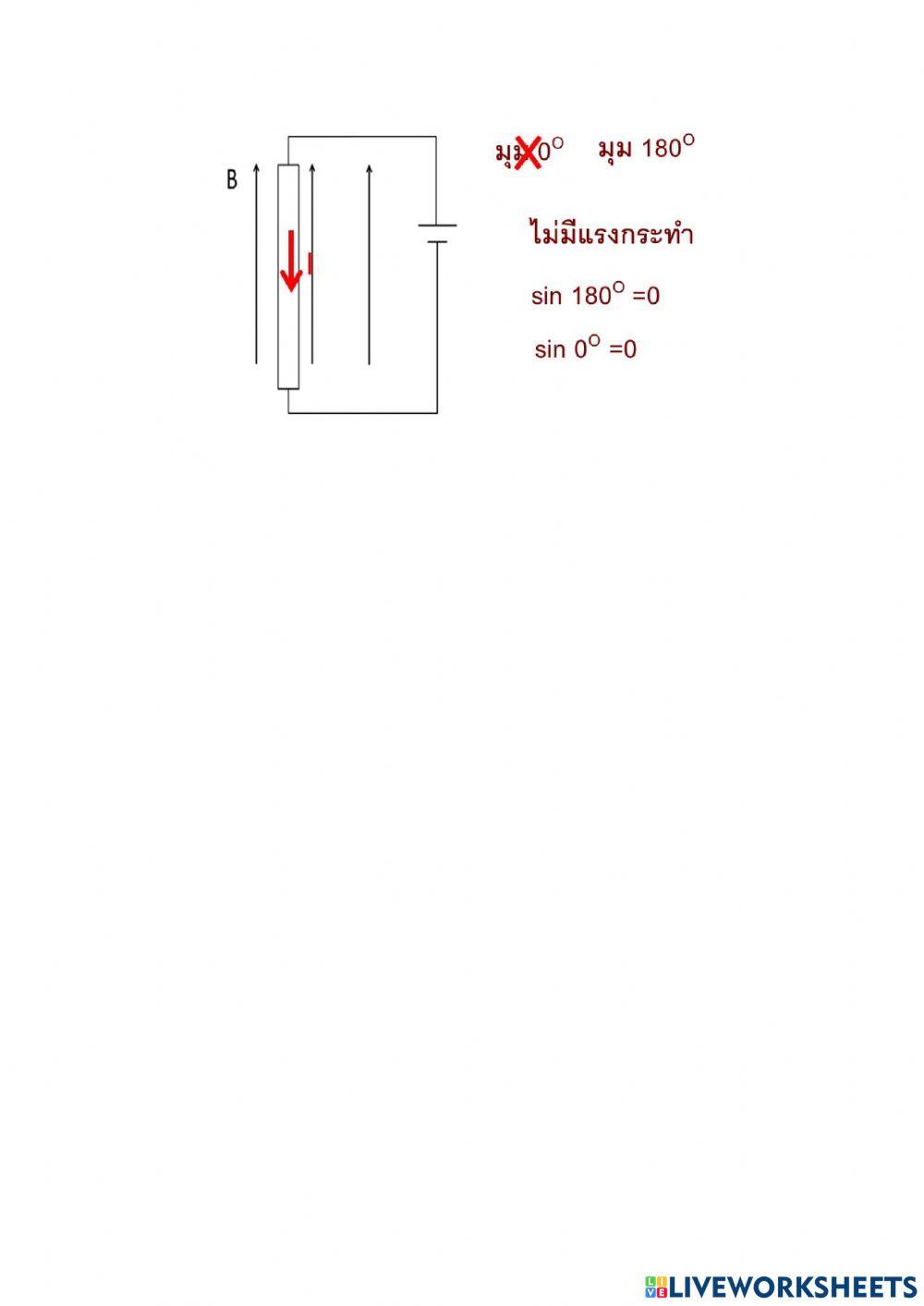 ุ6แรงกระทำต่อลวดที่มีกระแสไฟฟ้าและอยู่ในสนามแม่เหล็ก