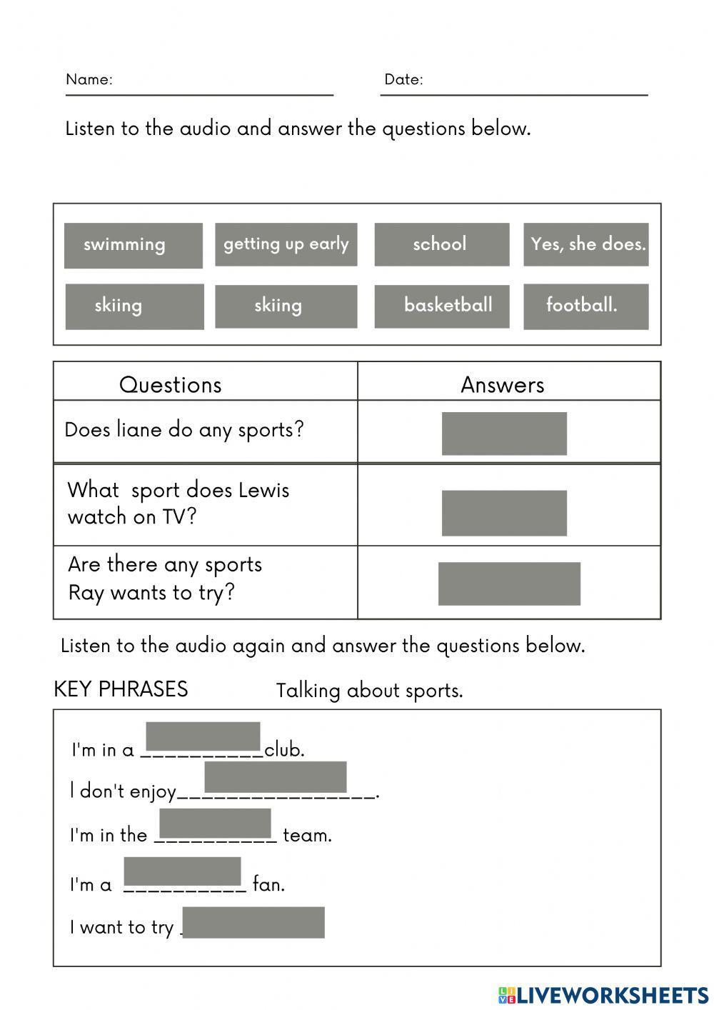 Year 5 English unit 6 Sport Page 63