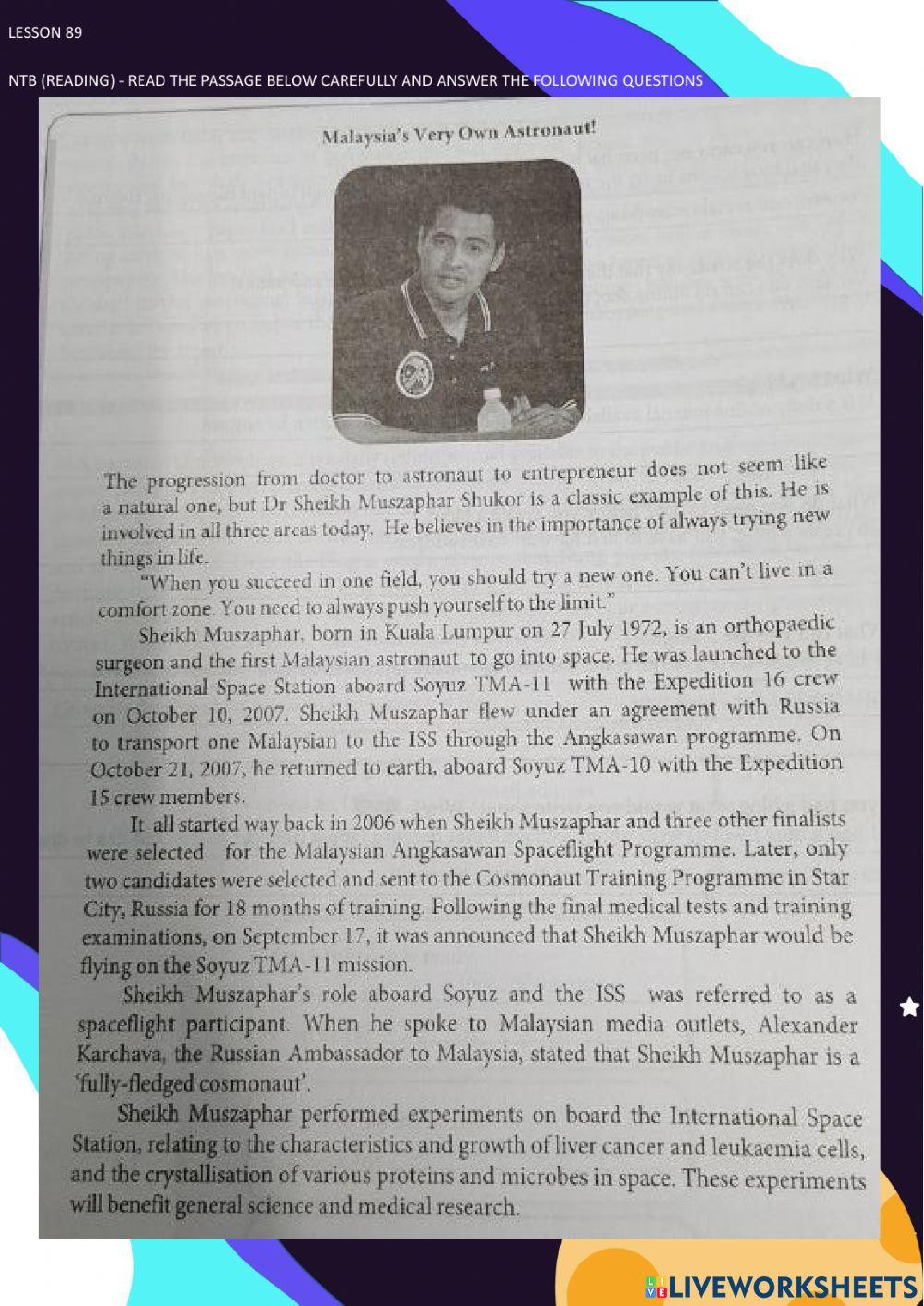 Malaysia's Very Own Astronaut