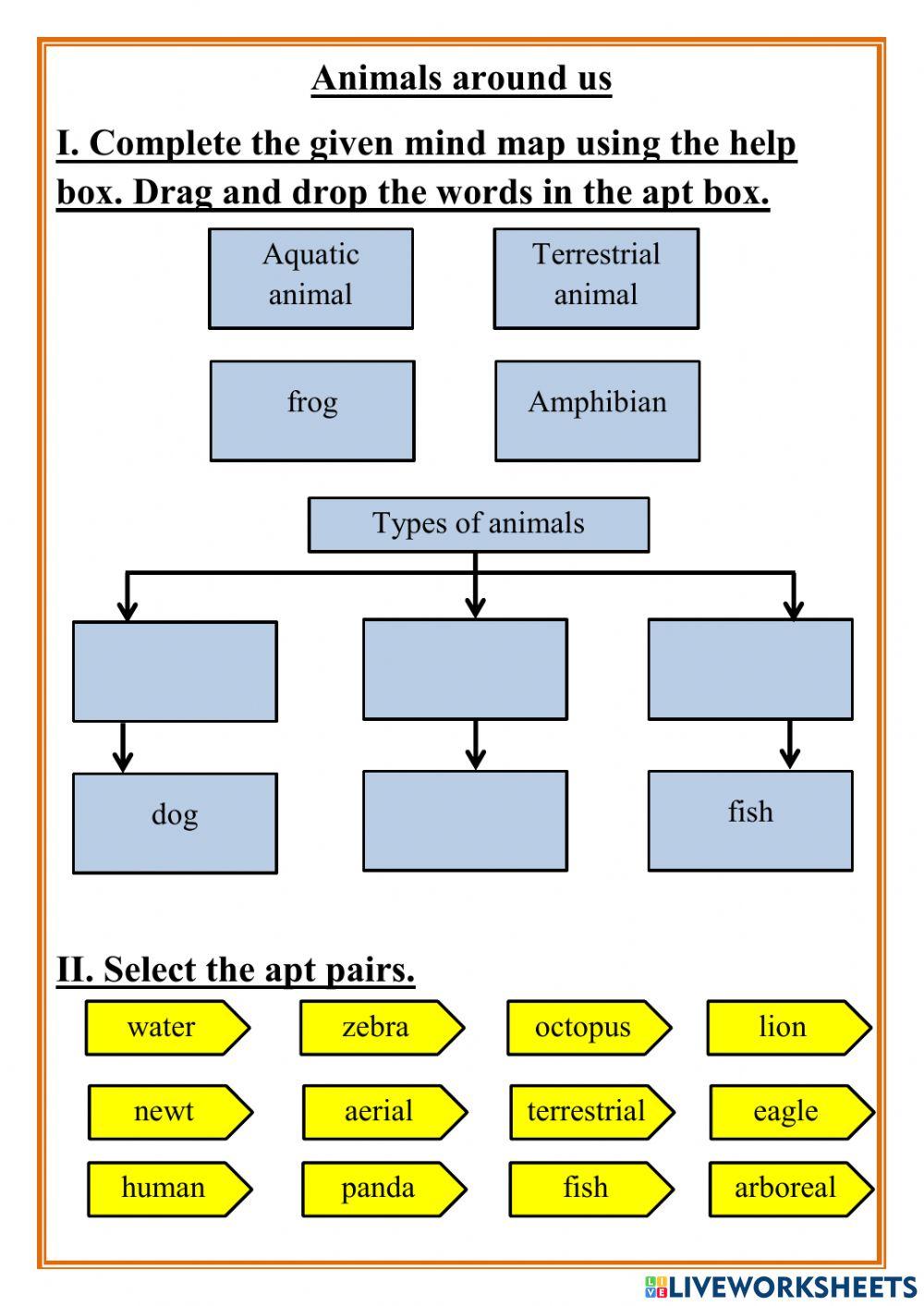 Animals Around Us Online Exercise For Live Worksheets Animals Around Us Online Exercise For Live Worksheets
