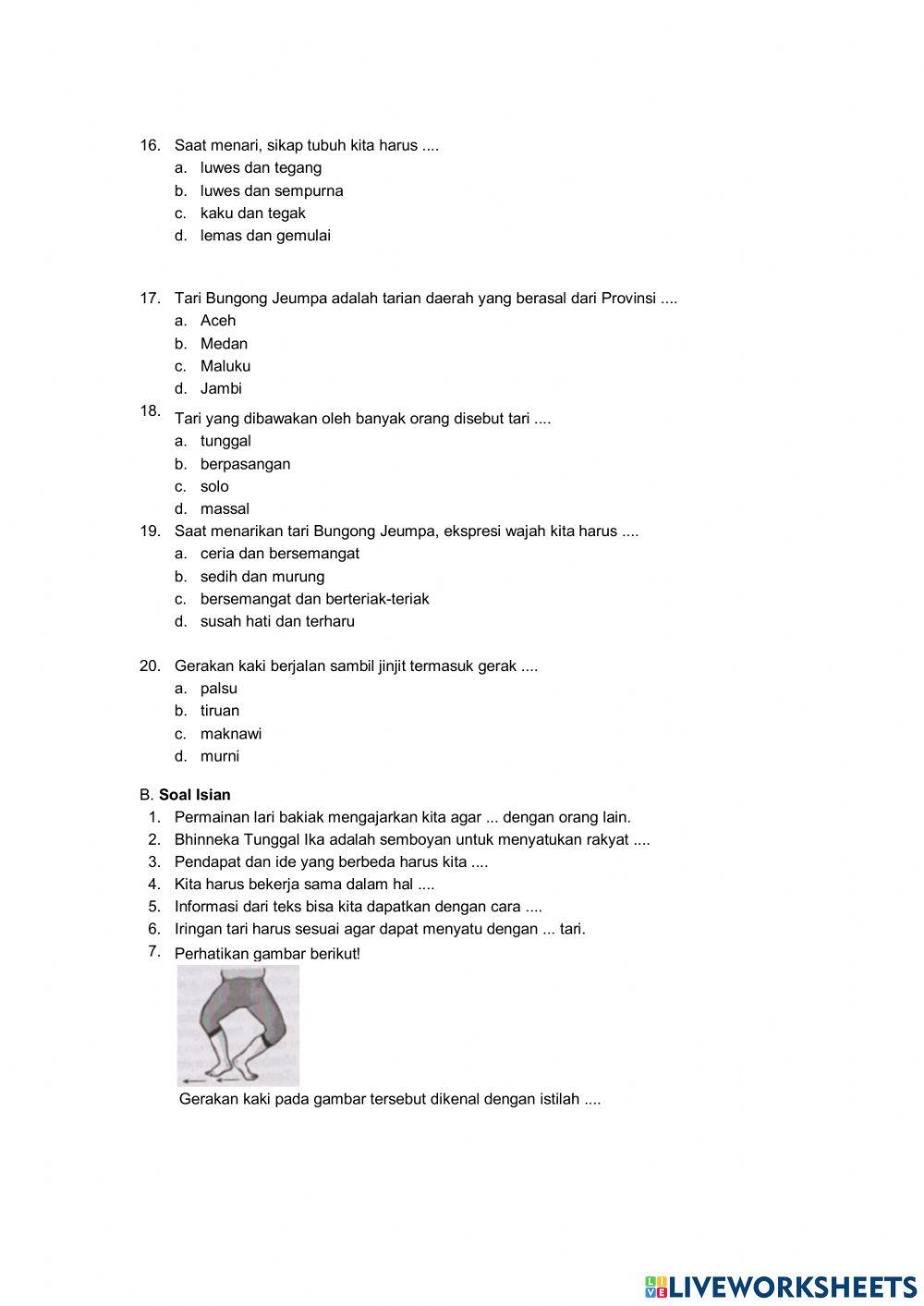 PTS Kelas 4 Tema 1 Sesi 1