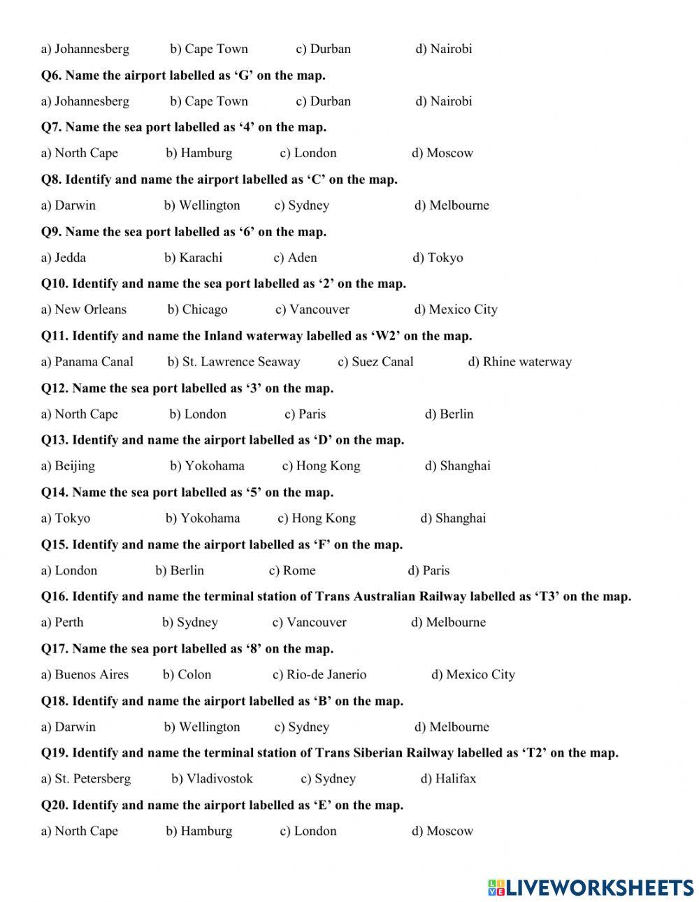 Map Test 1 worksheet Live Worksheets