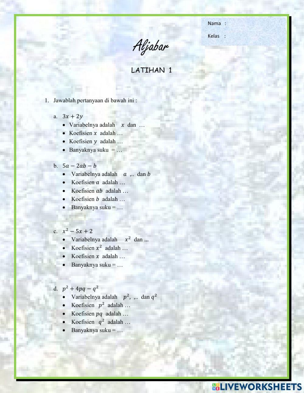ALJABAR Latihan 1
