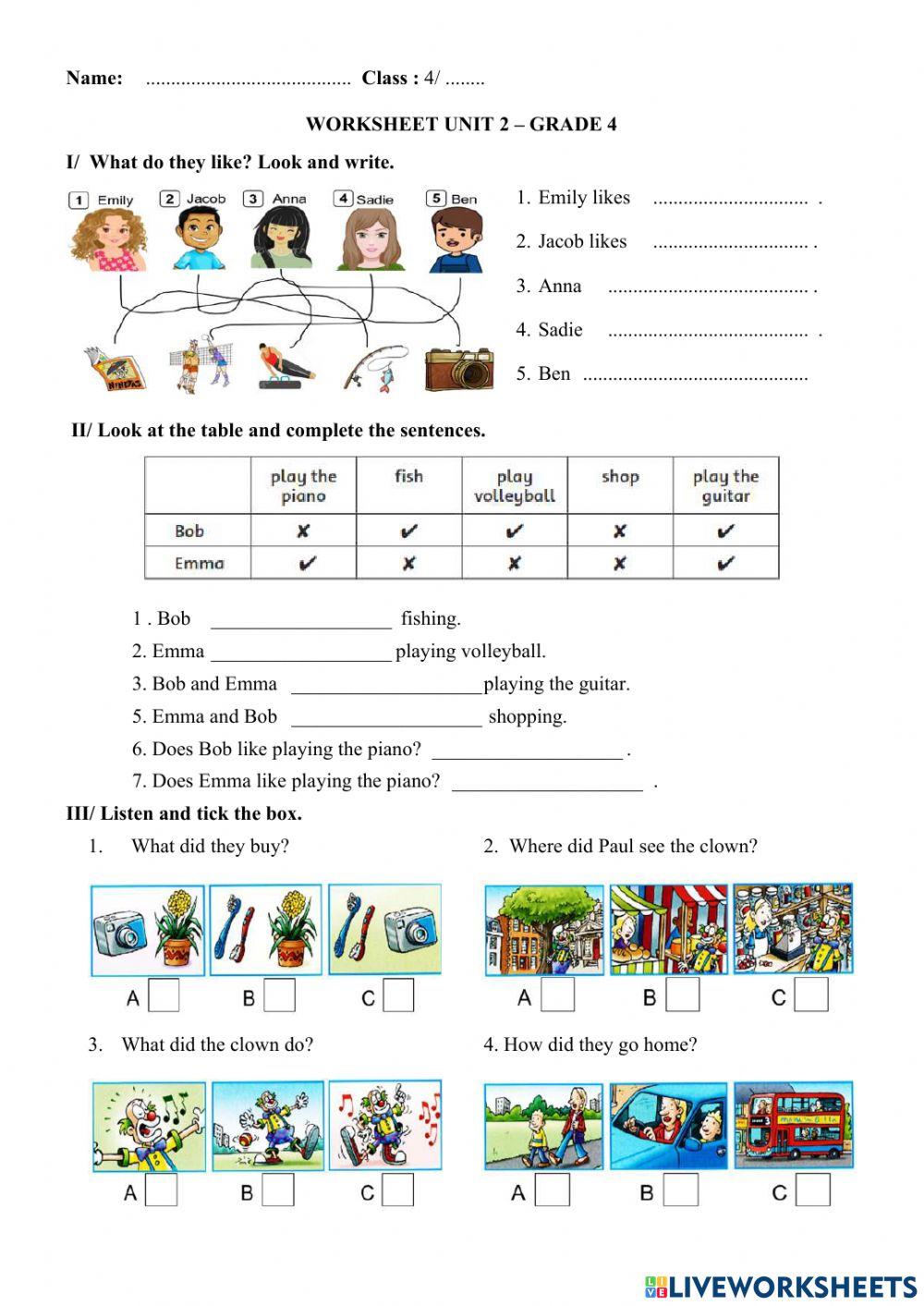 Grammar: unit 2 - lesson 2 - grade 4