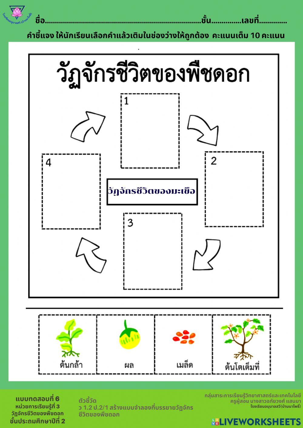 แบบทดสอบ6 หน่วยที่ 3 ชั้นประถมศึกษาปีที่ 2
