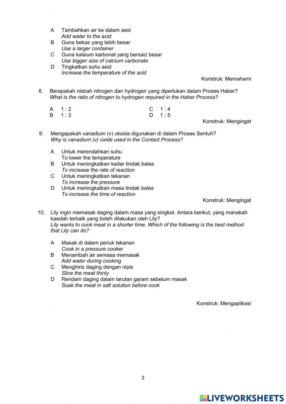 Latihan objektif kadar tindakbalas