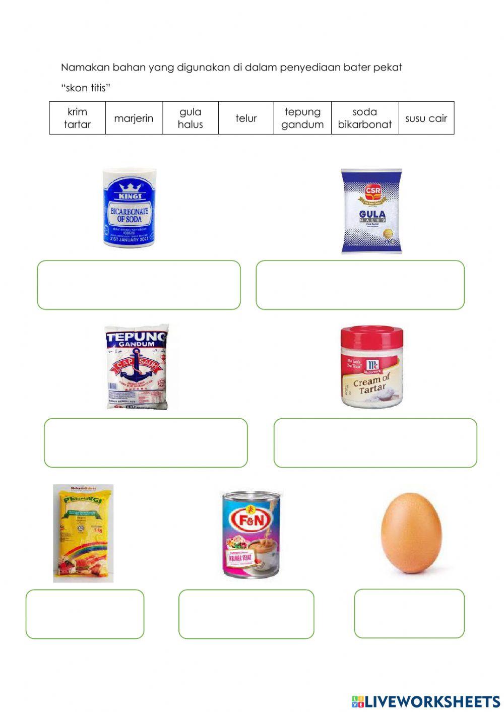 Bahan dalam penyediaan skon titis