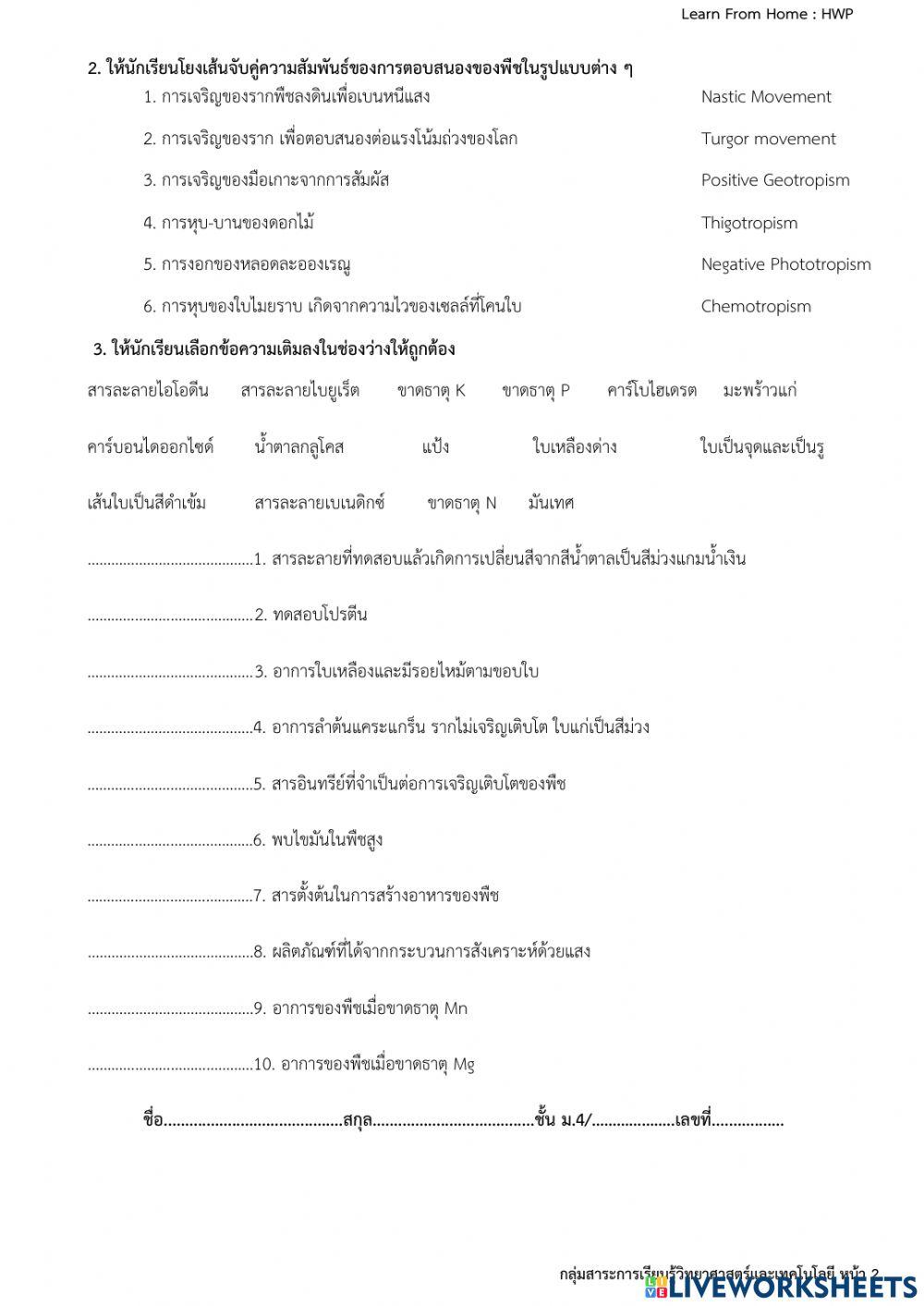 การดำรงชีวิตของพืช