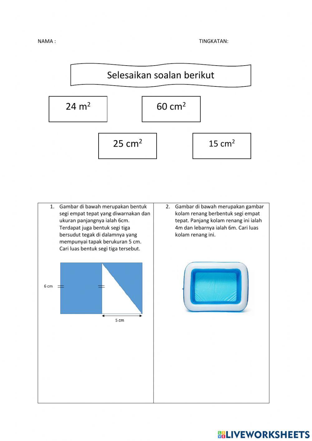 Penyelesaian masalah melibatkan luas