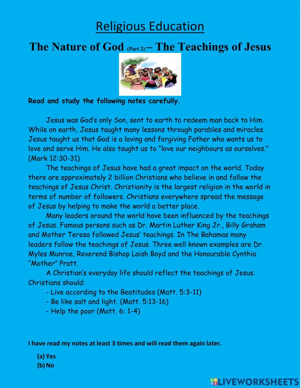 The Nature of God- Jesus' Teachings