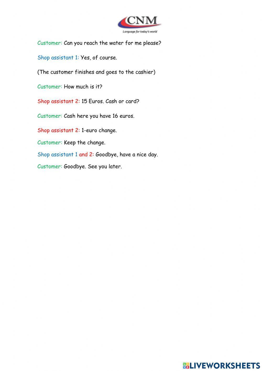 Communicative Activity - At the Supermarket Part 1 - Teens