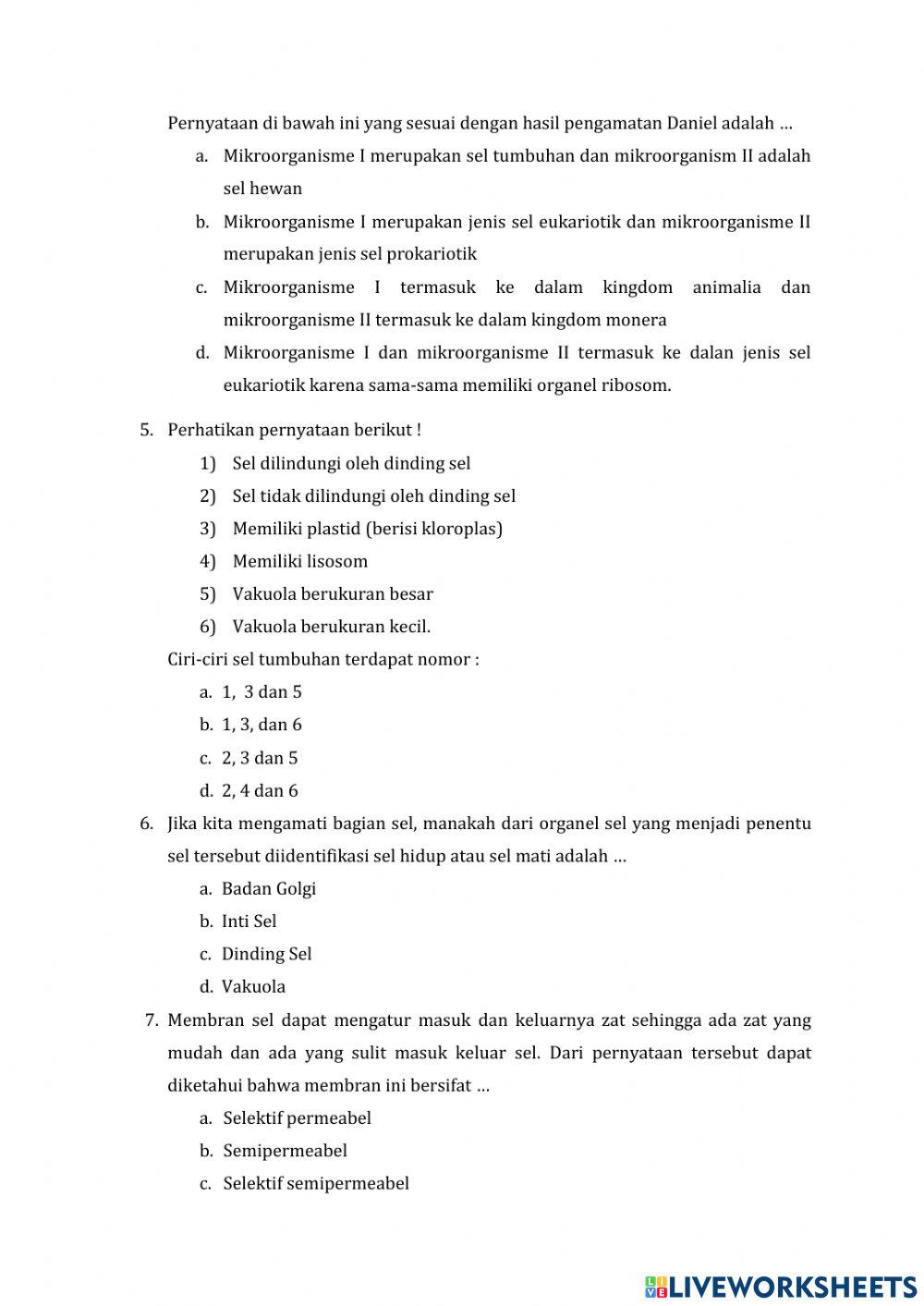 Uji kompetensi 1 sel