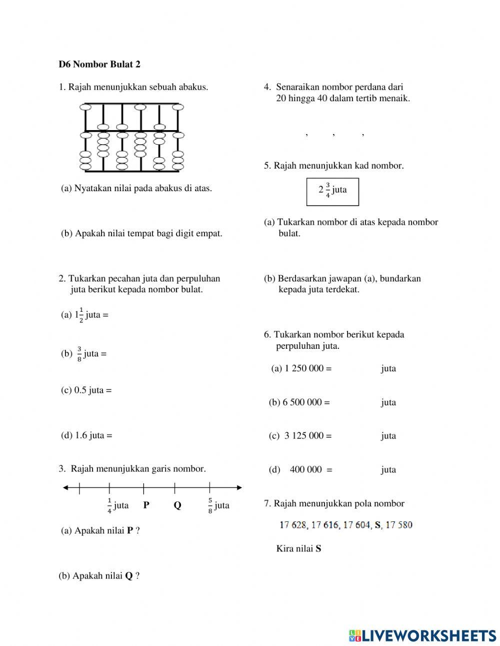 Matematik Tahun 6 : Nombor Bulat 2