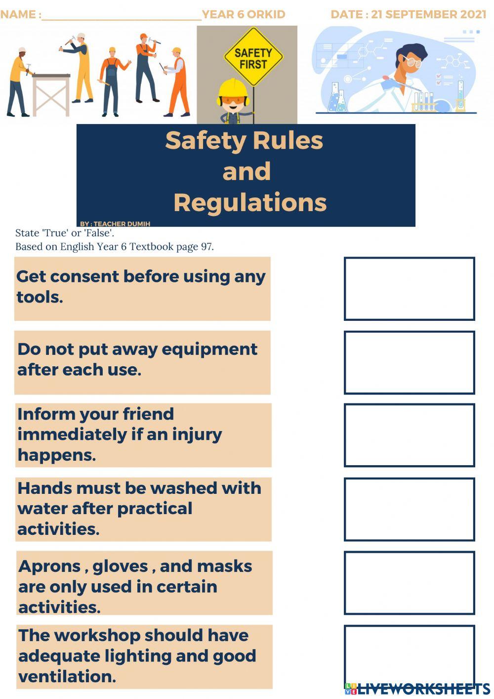 Safety rules and regulations