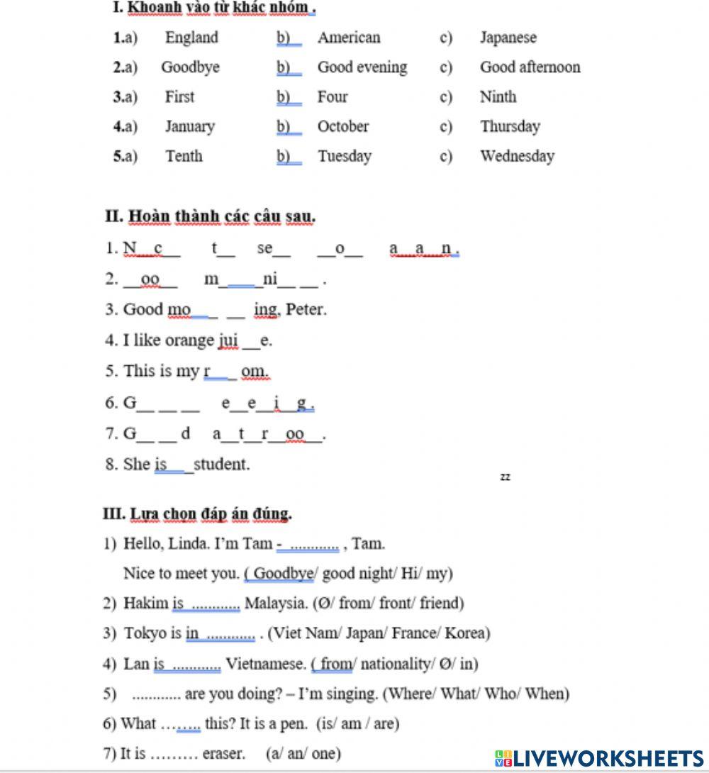 Worksheet online exercise for 4 | Live Worksheets